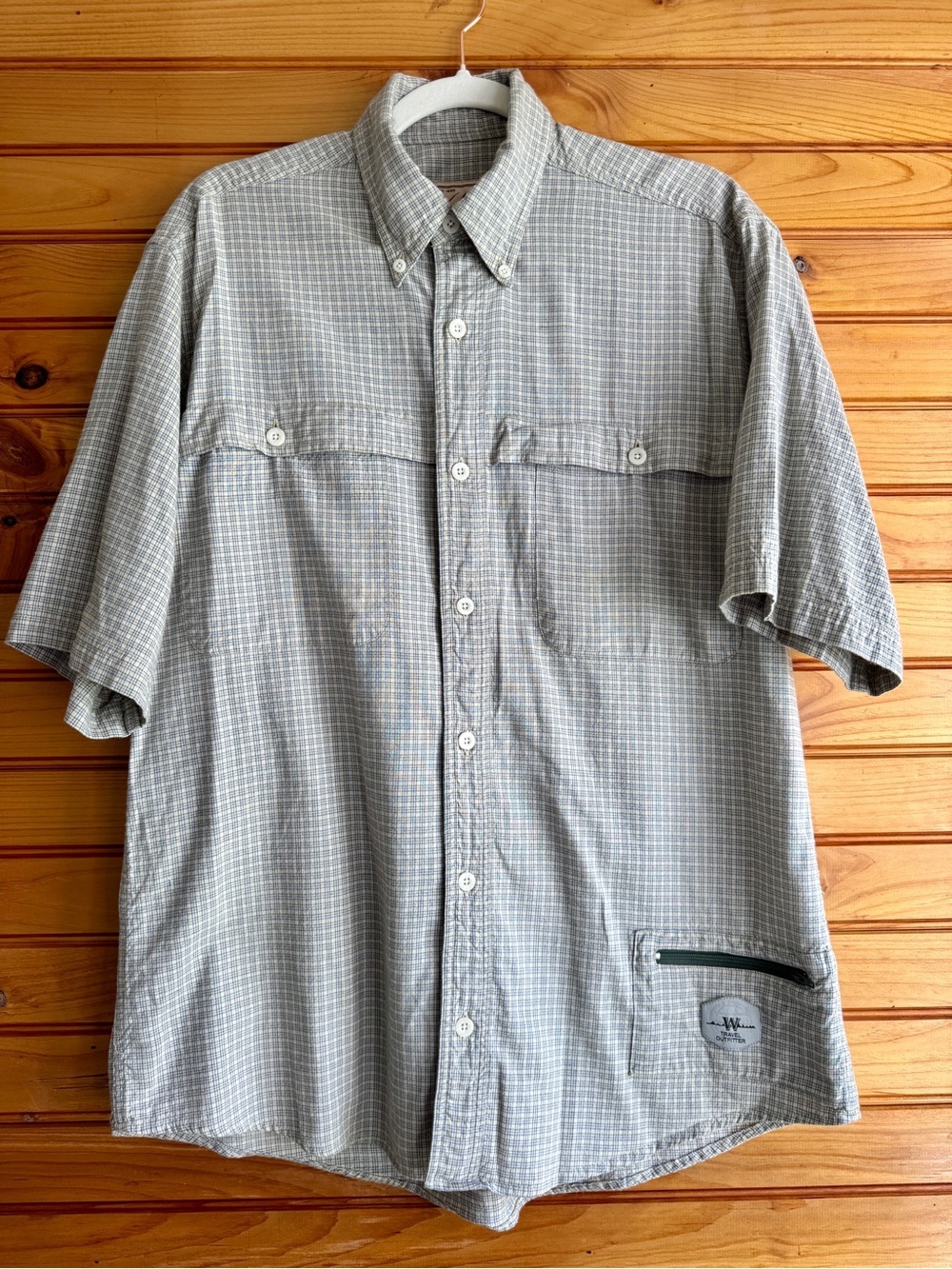Woolrich Travel Outfitter Fishing Shirt M Plaid Utility Hiking Camp Safari
